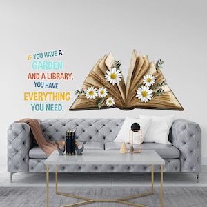 Library vinyl wall art decals, book shelves decor, library wall decal, education decals, reading room, nurseries, school, kids gifts 198RS