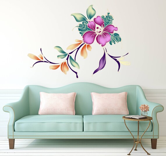 Flower Wall Decal Flower Sticker Flower Decor Flower Wall Etsy