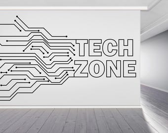 Vinilo decorativo para pared de zona tecnológica, placa de circuito impreso, decoración de pared para oficina, software empresarial, informática 956RS
