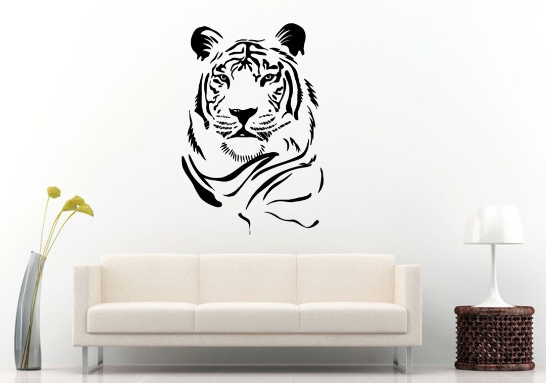 Tiger Head Beautiful Tribal Jungle Cat Predator Animal Wall Decal Vinyl ...