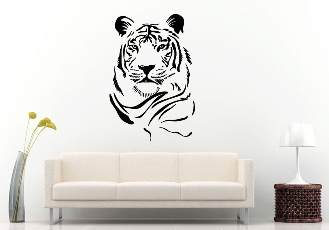 Tiger Head Beautiful Tribal Jungle Cat Predator Animal Wall Decal Vinyl ...