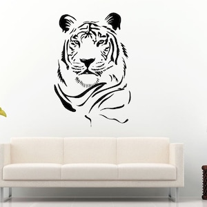 Tiger Head Beautiful Tribal Jungle Cat Predator Animal Wall Decal Vinyl Sticker Mural Room Decor L905