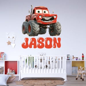 Adesivo da parete personalizzato Monster Truck, adesivo da parete personalizzato Monster Truck, adesivo in vinile Monster Truck, adesivo Monster Truck your name vn034