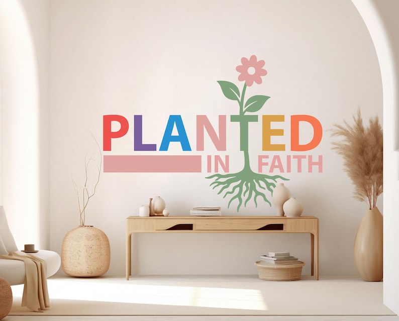 Planted in Faith, Religious Wall Sign, Christian Wall Words, Church ...