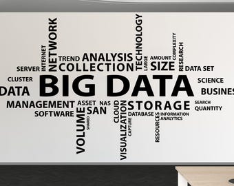 Big Data Wall Decal, Data Wall Vinyl, Office Wall Decor, Business Software Wall Sticker, Computer It Decor Office 1198RS
