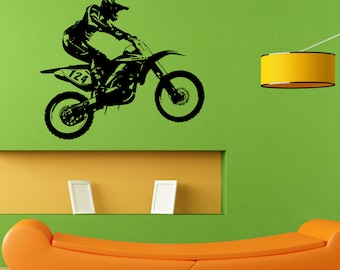 Dirt Bike Racing Biker Extreme Sport muur Sticker Vinyl muurschildering Decal Home huis appartement Art Decor gratis verzending L014