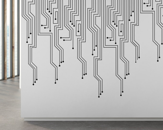 Circuit Board World Map Office Wall Art Decal, Technology Vinyl Wall ...