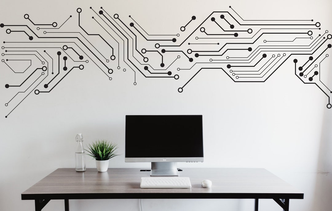 Circuit Board Wall Decal, Technology Vinyl Wall Art Decals, Computer ...