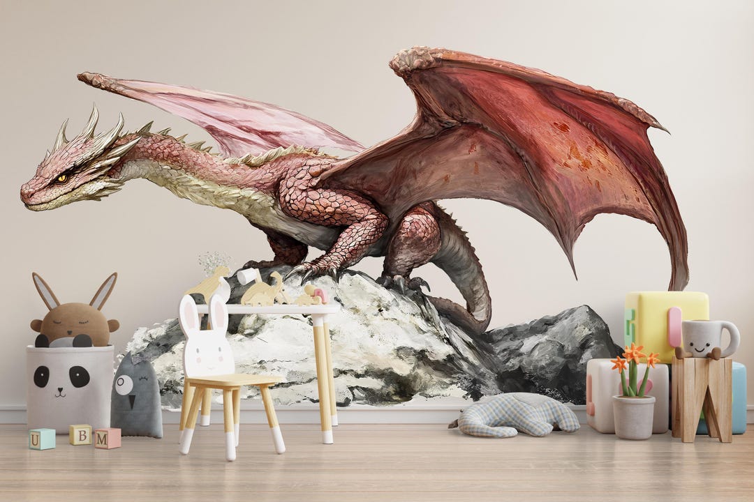 Dragon Wall Decal Fantasy Dragon Sticker Kids Room Dragon Wall Art Peel ...