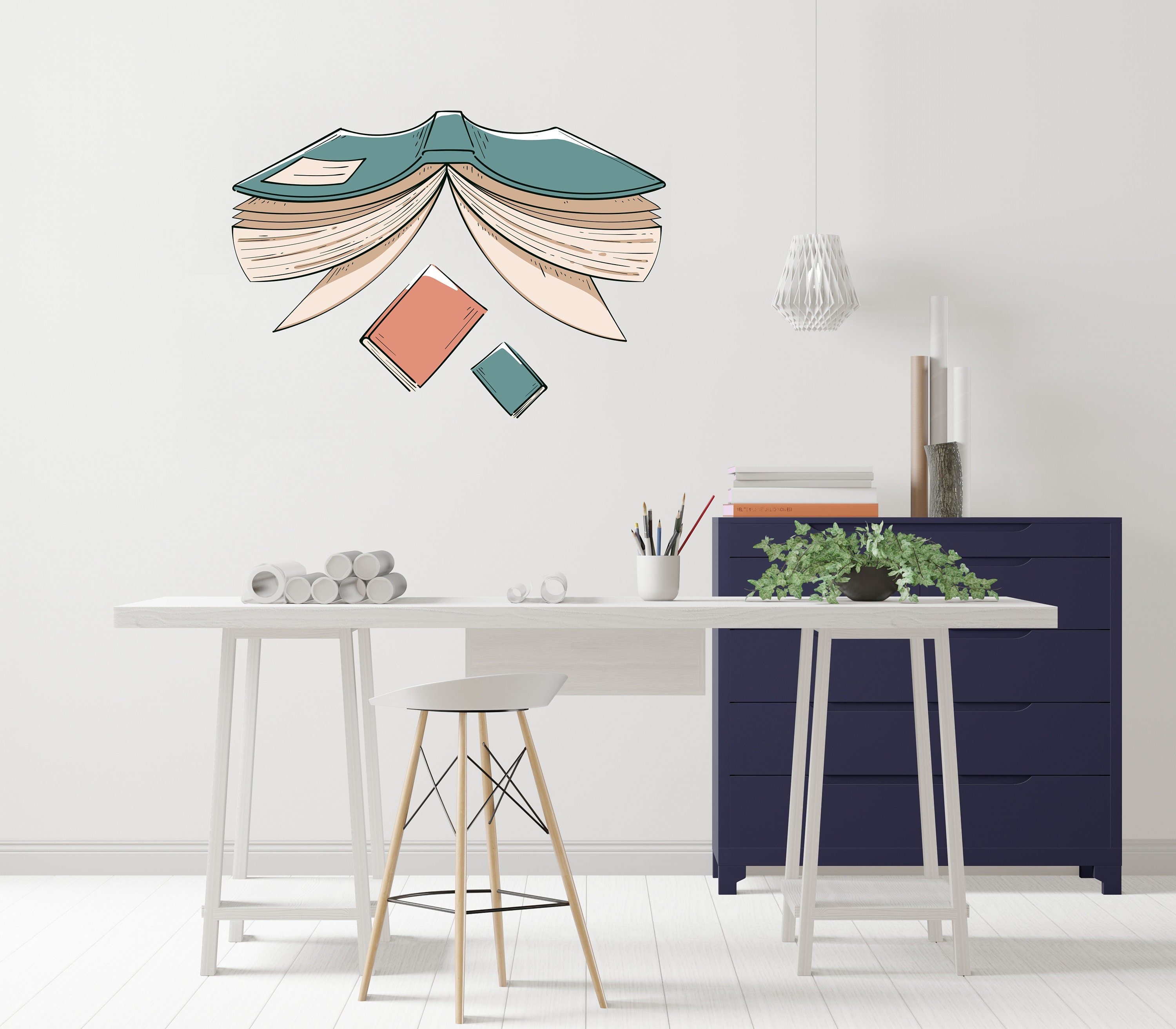 Library Vinyl Wall Art Decals, Books Wall Decor, Library Wall Decal ...