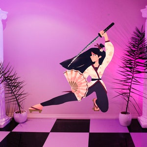 Samurai Girl Wall Decal, Samurai Girl Wall sticker, Samurai Girl wall decor