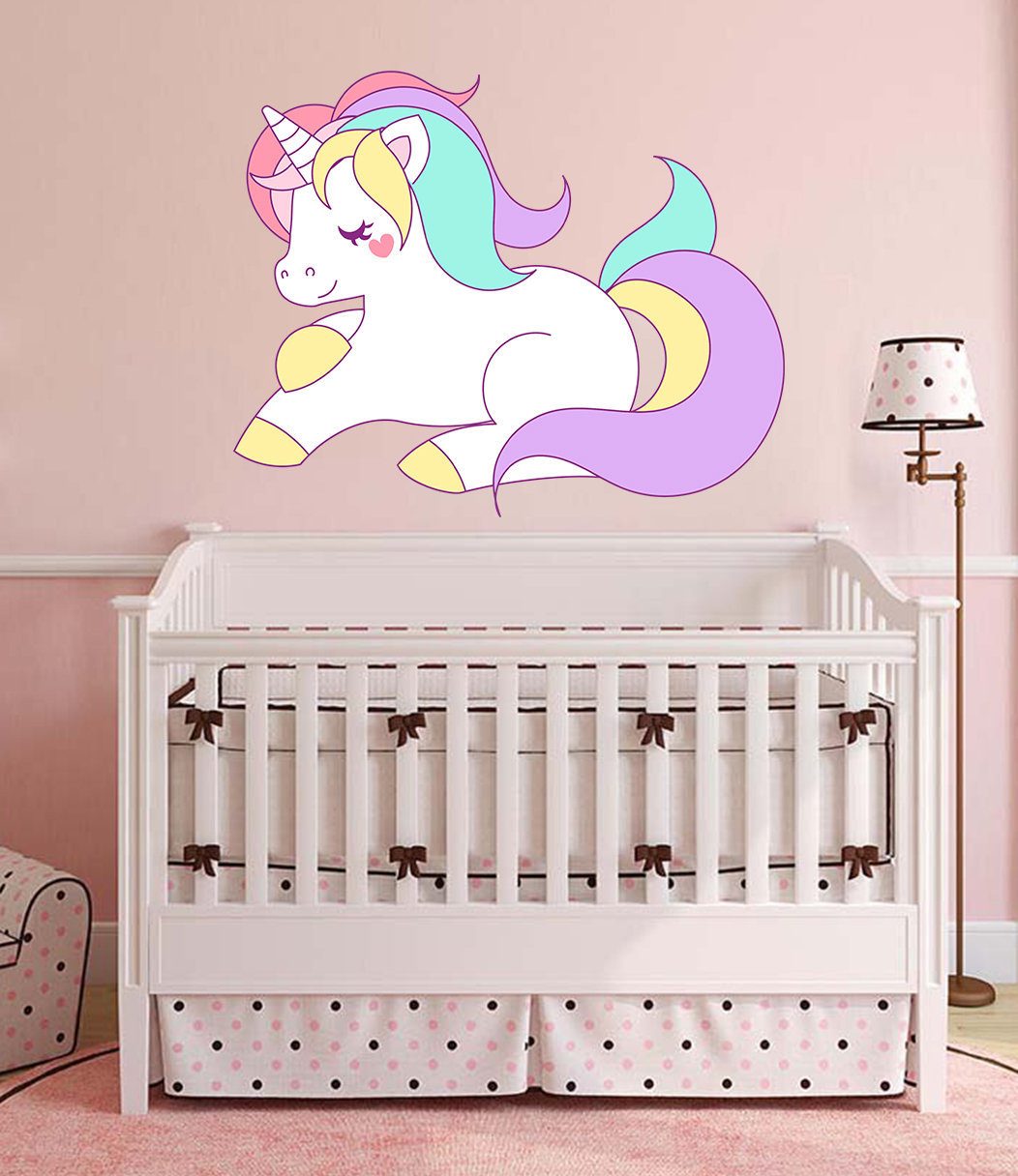 Rainbow Unicorn Wall Decal Rainbow Unicorn Wall Sticker Etsy