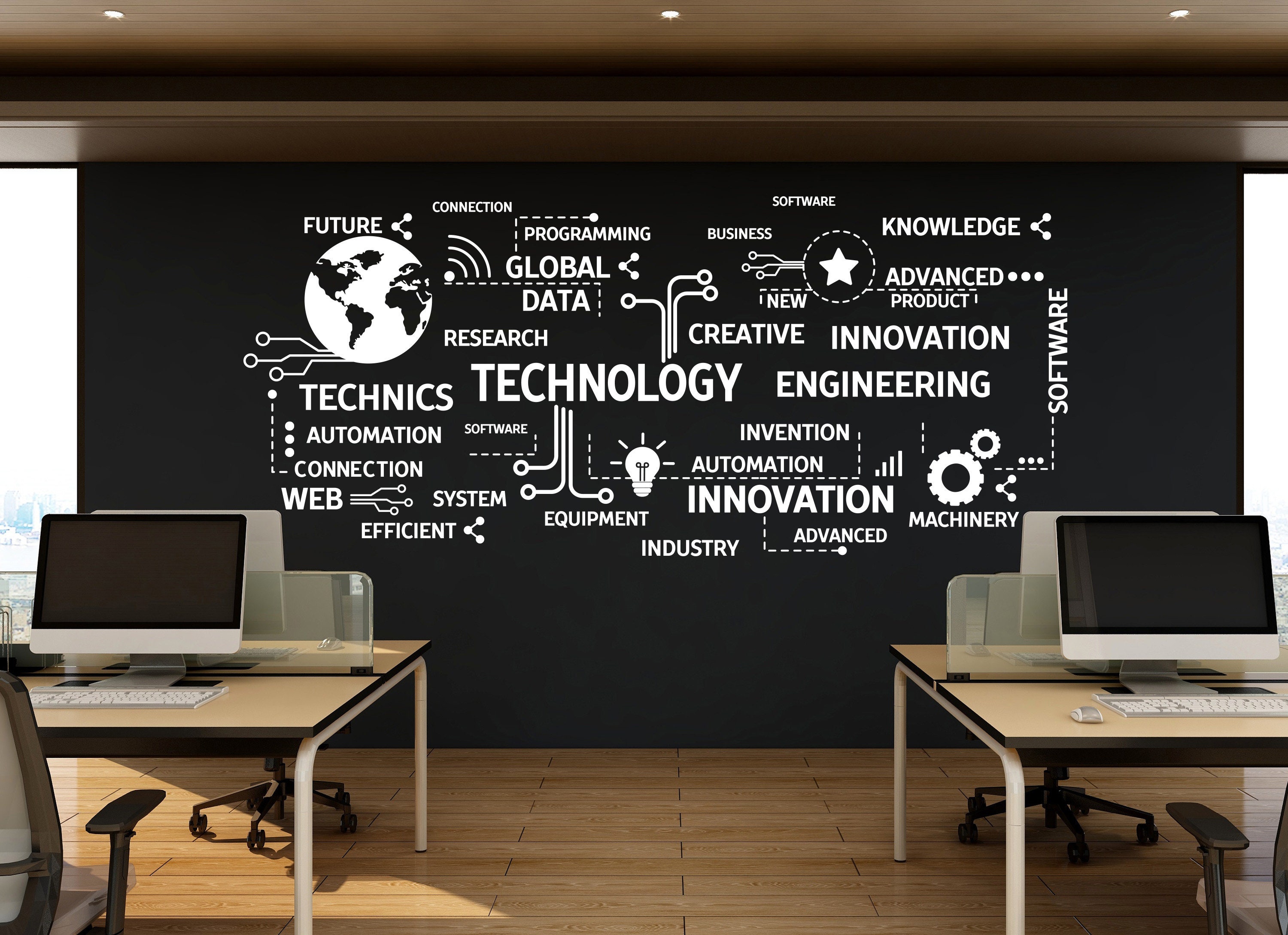 Technology Vinyl Wall Art Decal, Circuit Board Wall Decal, Office Wall ...