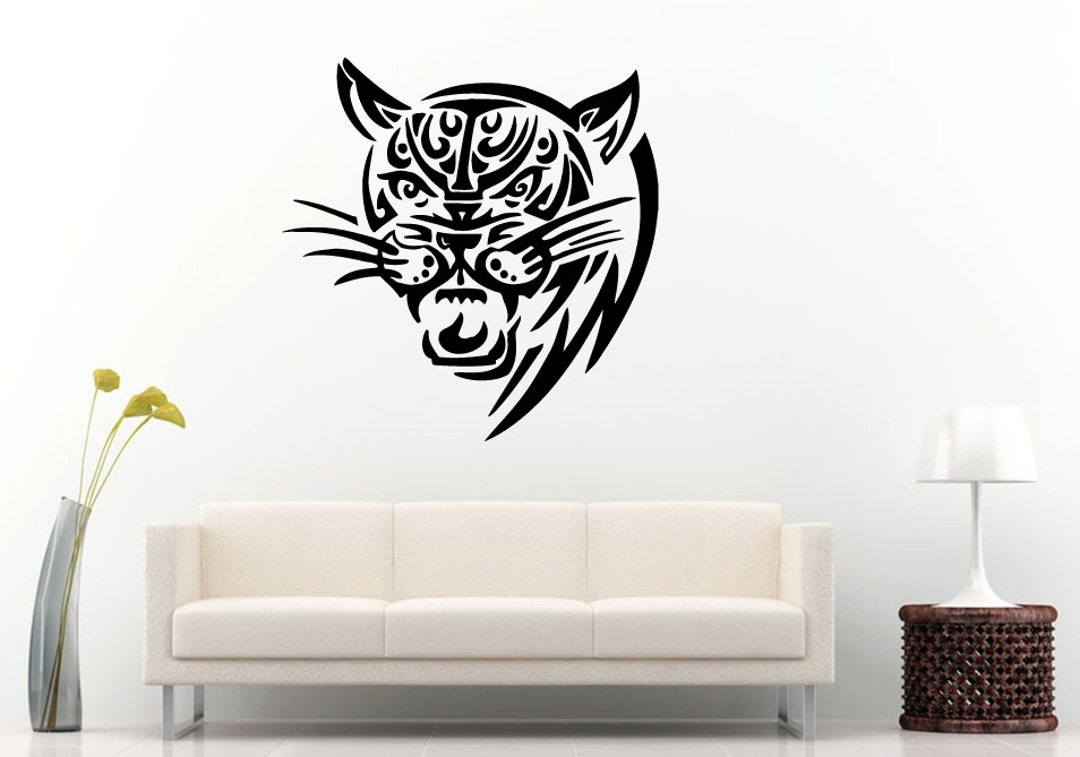 Tiger Jungle Cat Tribal Predator Animal Wall Decal Vinyl Sticker Mural ...