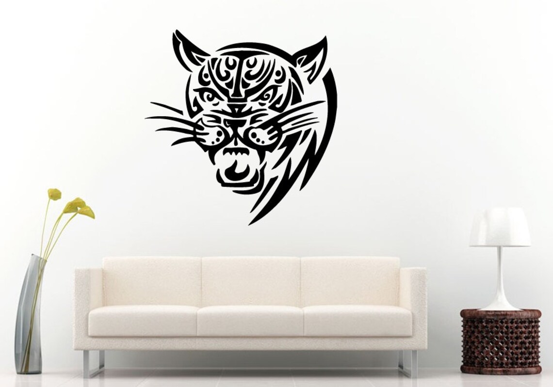 Tiger Jungle Cat Tribal Predator Animal Wall Decal Vinyl Sticker Mural ...