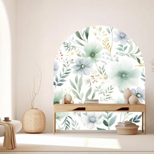 Flower Watercolor Wall Decal, Bed Arch Sticker, Hedboard Wall Decal, Arch Wall Decal, Marble Wall Decal Sticker, Super King Bed Arch 355RS