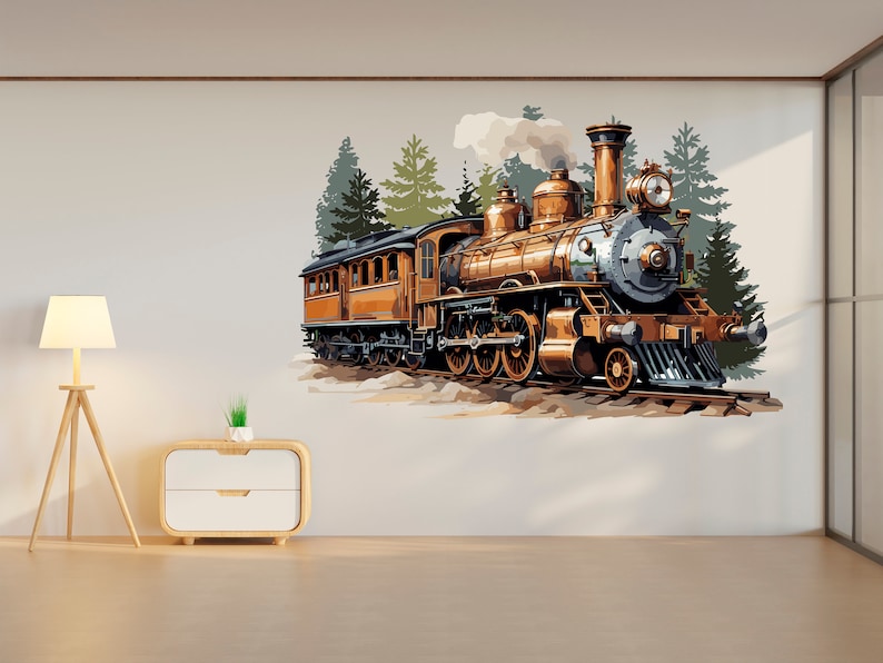 Train Wall Decal Train Wall Sticker Train Art Train Wall Vinyl Wall Decal Train Room Gifts Vinyl Wall Art Stickers 121RS image 4