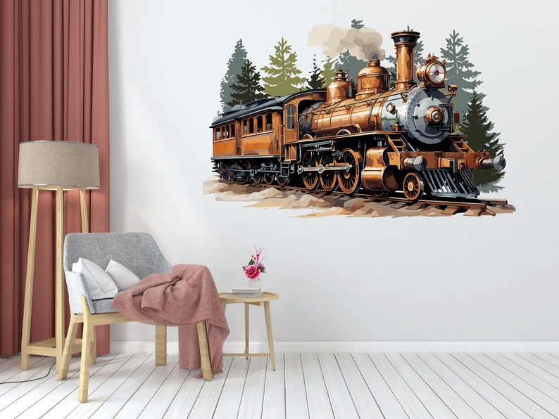 Train Wall Decal Train Wall Sticker Train Art Train Wall Vinyl Wall Decal Train Room Gifts Vinyl Wall Art Stickers 121RS image 2