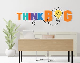 Calcomanía de pared Think Big, calcomanía de pared para oficina, calcomanía de pared para oficina, idea de calcomanía de pared para oficina, trabajo en equipo, decoración de pared para oficina 471RS