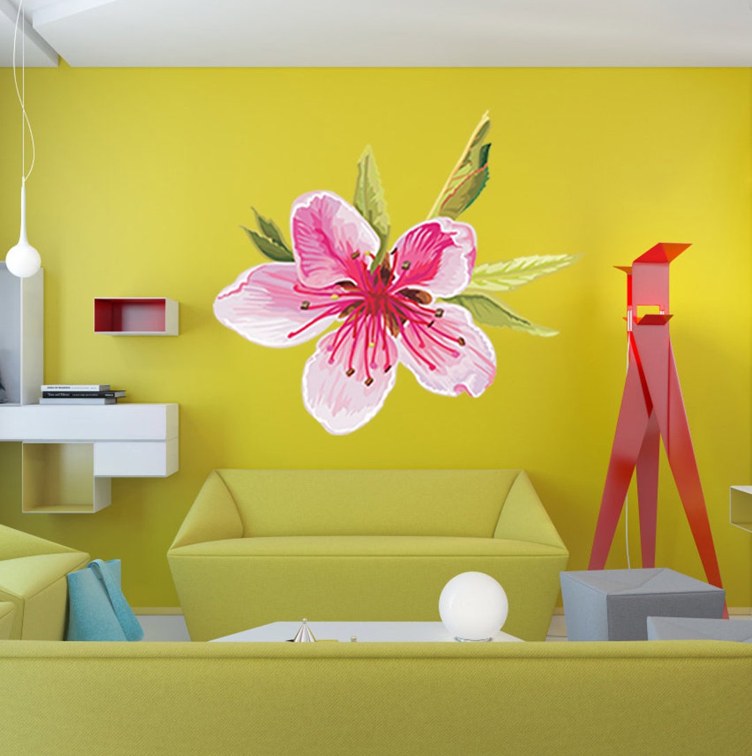 Pink Flower Wall Decal, Pink Flower Wall Sticker, Pink Flower Wall ...