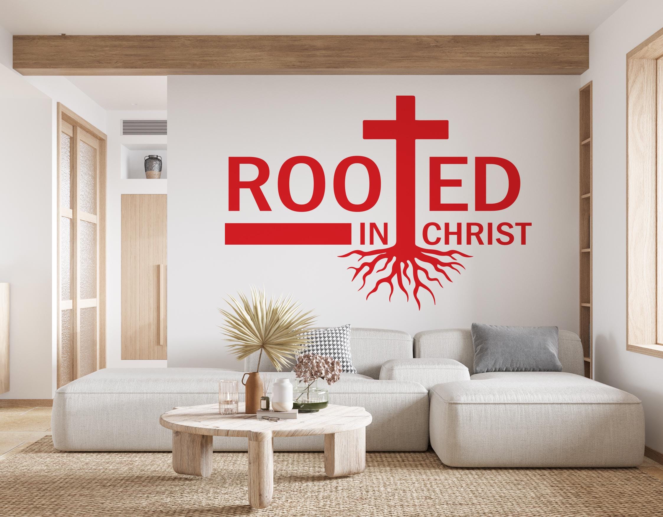 Rooted Sign Rooted in Christ, Religious Wall Sign, Christian Wall Words, Church ...