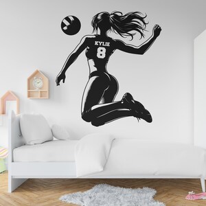 Large Custom Name Volleyball Girl wall decal Sport Wall Decal Kids Decal Personalized Gifts wall Vinyl Wall Sticker Boy Room 569RS