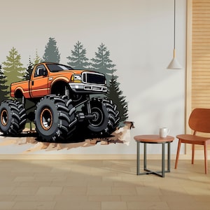 Monster Truck Wall Decal Truck Wall Sticker Car Art Truck Wall Vinyl Wall Decal Truck Lover Room Gifts Vinyl Wall Art Stickers 419RS