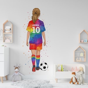 Soccer Girl wall decor, Football Wall Decal Sport Vinyl, Football stickers, Girls Passion Goal Wall Art Wall Stickers Kids Room Decor 671RS