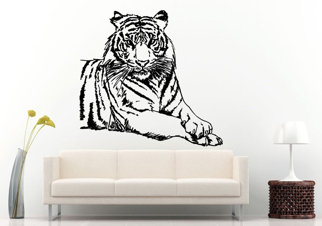 Sketch of White Tiger Beautiful Predator Animal Jungle Cat Wall Decal ...