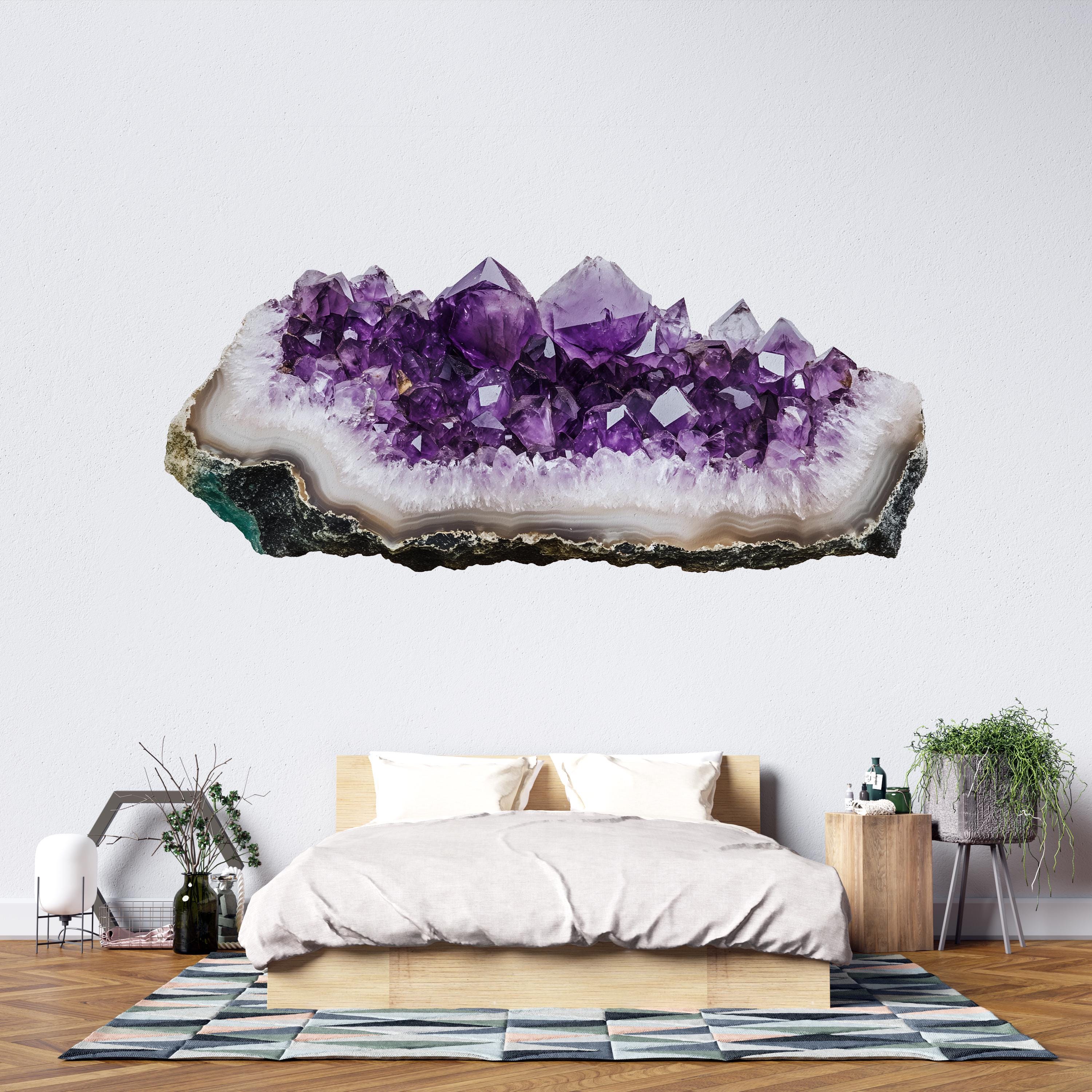 Geode Sticker Amethyst Geode Wall Decal Purple Crystal Wall Sticker Boho Bedroom ...