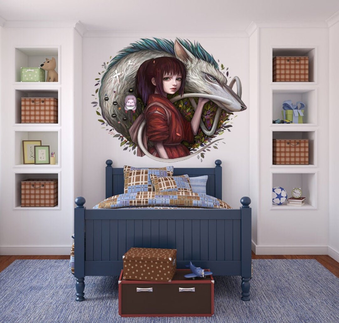 Anime Girl Decal, Japanese Cartoon Sticker, Werewolf Wall Art, Fantasy