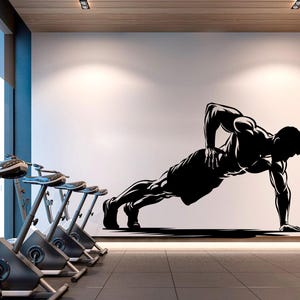 Gym Push Ups Men Wall Decal Afro Girl Power fitness Quote Decor Workout Art Vinyl Gym Wall Stickers Bedroom Gym Workout Motivation 503RS