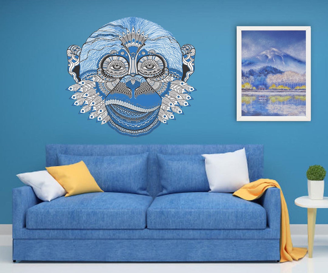 Boho Monkey Wall Decal, Boho Monkey Wall Sticker, Boho Monkey Wall