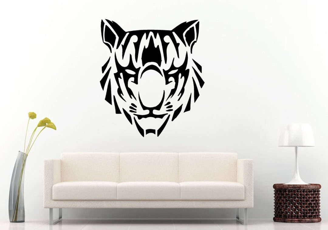 Tiger Jungle Cat Tribal Predator Animal Wall Decal Vinyl Sticker Mural ...