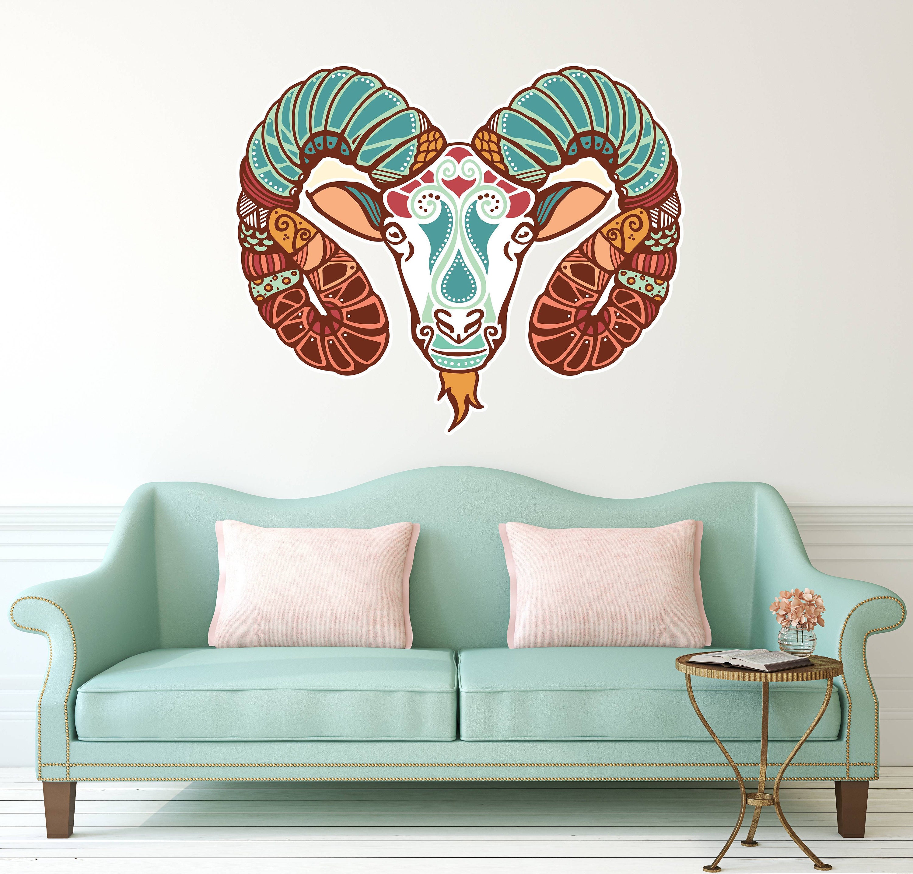 Ram Boho Décalcomanie, Ram Boho Sticker, Ram Boho Wall Decor