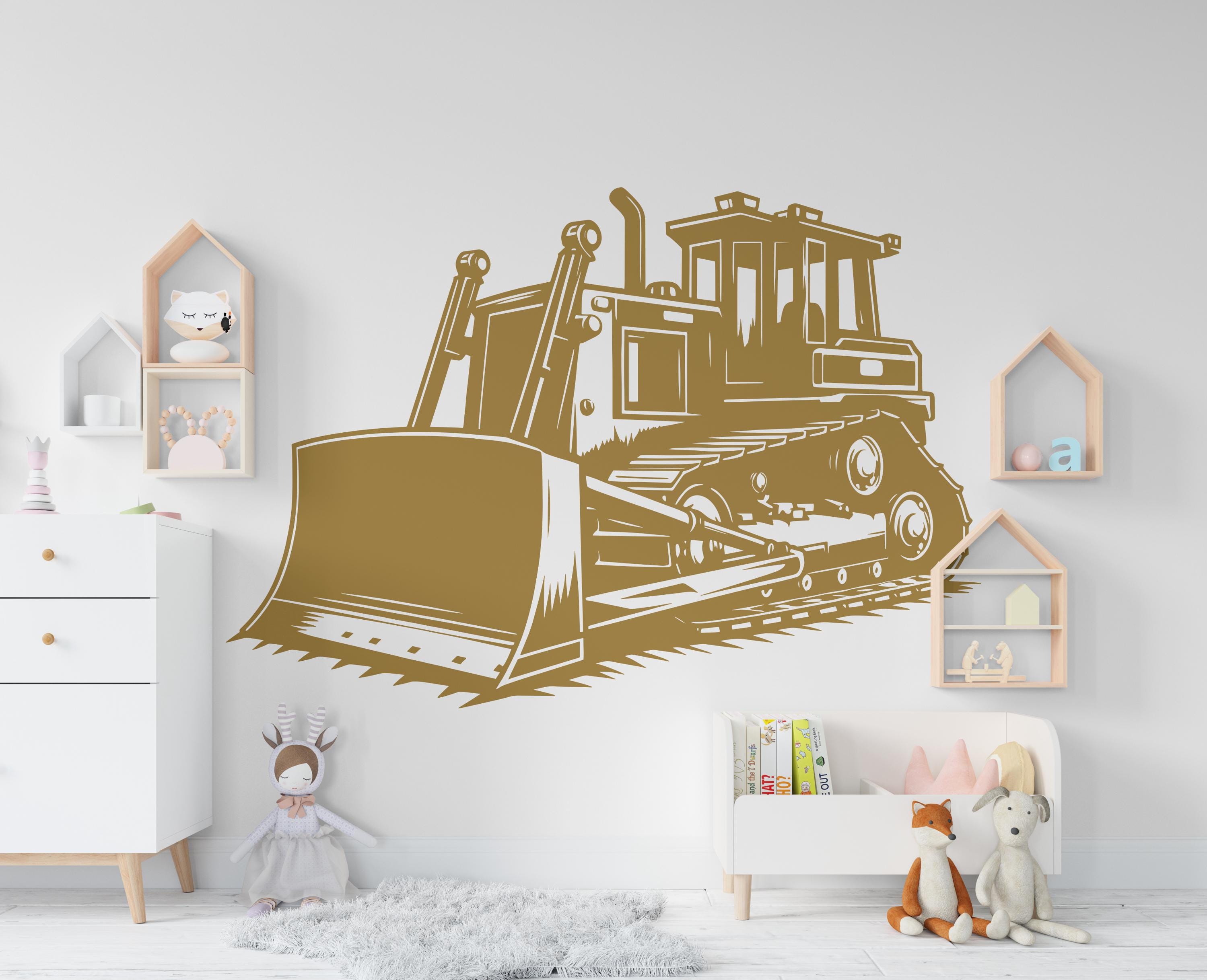 Bulldozer Wall Decal Construction Bulldozer Truck Wall Decal Kids Decal ...