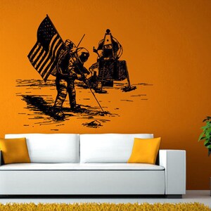 America First Man Moon Space Walk Nasa Shuttle Wall or Window Sticker Decal Vinyl Fathead Mural Decor L2000