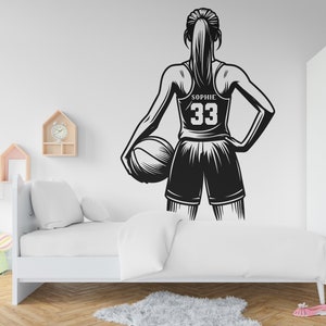 Large Custom Name Basketball Girl wall decal Sport Wall Decal Kids Decal Personalized Gifts wall Vinyl Wall Sticker Boy Room 226RS