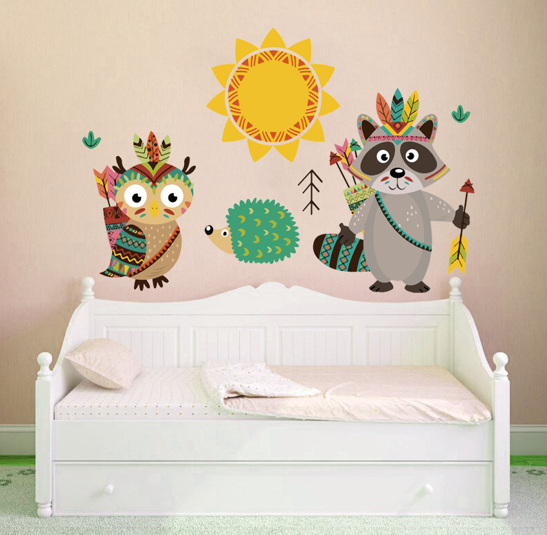 Boho Waschbär Eule Wandtattoo Waschbär Eule Wandtattoo Boho | Etsy