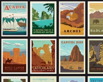 National Parks Posters in Black by Anderson Design Group for Riley Blake Designs