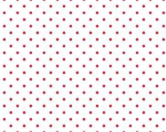 Red Swiss Dot on White - 1/2 Yard Increments, Cut Continuously - by Riley Blake Designs