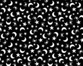 Fright Delight Moons and Stars in Black by Lindsay Wilkes for Riley Blake Designs
