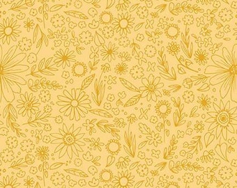 24” remnant Homemade Outlined Flowers in Sunshine by Echo Park Paper Co. for Riley Blake Designs
