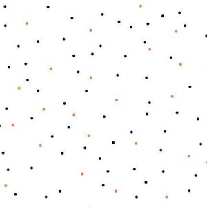 Halloween à pois noirs et orange sur blanc par Riley Blake Designs