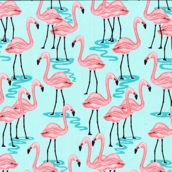 Flamingo Bay in Aqua by Michael Miller