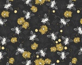 Honey Bee Floral in Black by My Mind's Eye for Riley Blake Designs