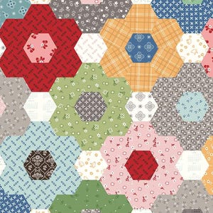Calico Grandma&#39;s Flower Garden Cheater Print in Multi by Lori Holt for Riley Blake Designs