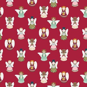 1 Yard Sale- Christmas Village Angels in Red by Katherine Lenius for Riley Blake Designs