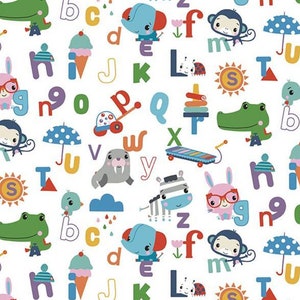 Fisher-Price Let&#39;s Play Alphabet in White by Riley Blake Designs