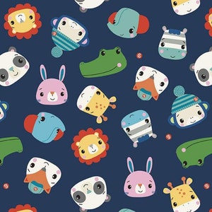 Let&#39;s Play Heads on Navy by Riley Blake Designs